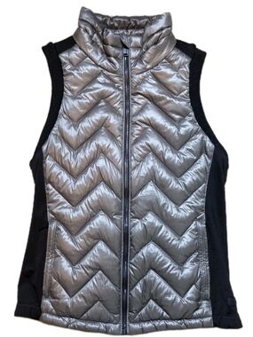 Calvin Klein Performance Metallic Silver Quilted Down Sleeveless Vest Size S